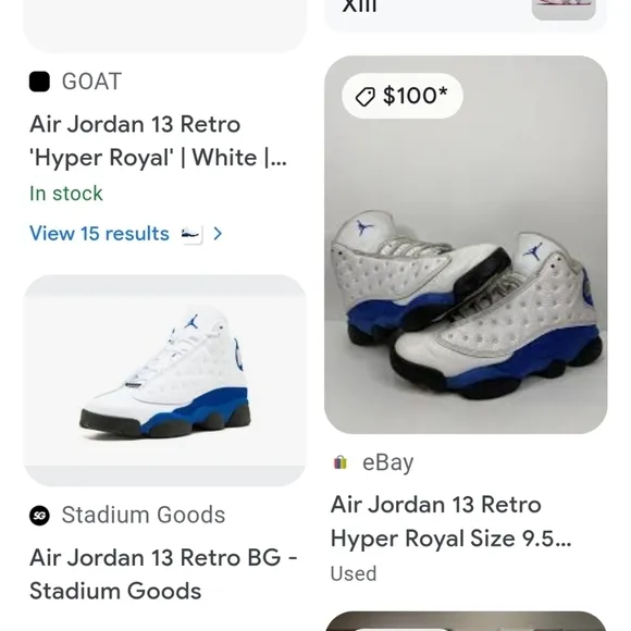 Nike Air Jordan Retro XIII 13  Hyper Royal Blue White Black 884129-117 Size 5Y