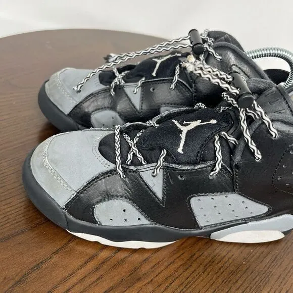 Nike Air Jordan Shoes 6 Retro Youth Boys 1.5 Gray Black  Athletic Sneaker 384666
