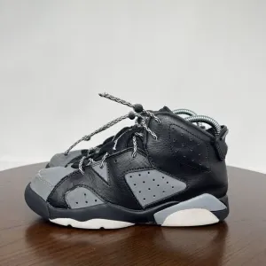 Nike Air Jordan Shoes 6 Retro Youth Boys 1.5 Gray Black  Athletic Sneaker 384666