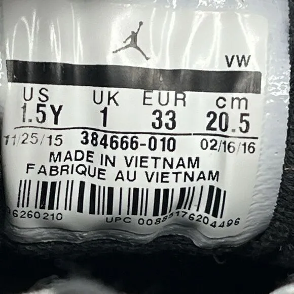 Nike Air Jordan Shoes 6 Retro Youth Boys 1.5 Gray Black  Athletic Sneaker 384666