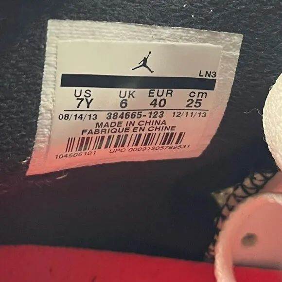 Nike Air Jordan Shoes Youth Sz 7Y White Retro Infrared Lace Up Athletic Sneakers