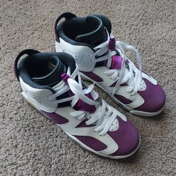 Nike Air Jordan VI 6 Retro White Bright Grape GS 7Y Women’s 8.5