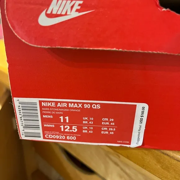 Nike Air Max 90 QS Mars Landing Magma Orange Men's Size 11 OG ALL