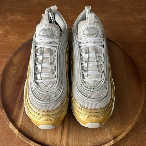 Nike Air Max 97 SE White Gold Retro Shoes Sneakers AQ4137-001 Women's 9