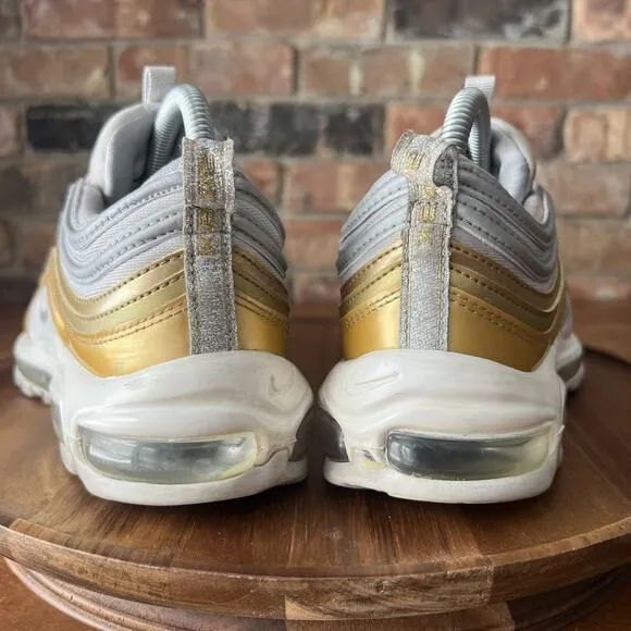 Nike Air Max 97 SE White Gold Retro Shoes Sneakers AQ4137-001 Women's 9