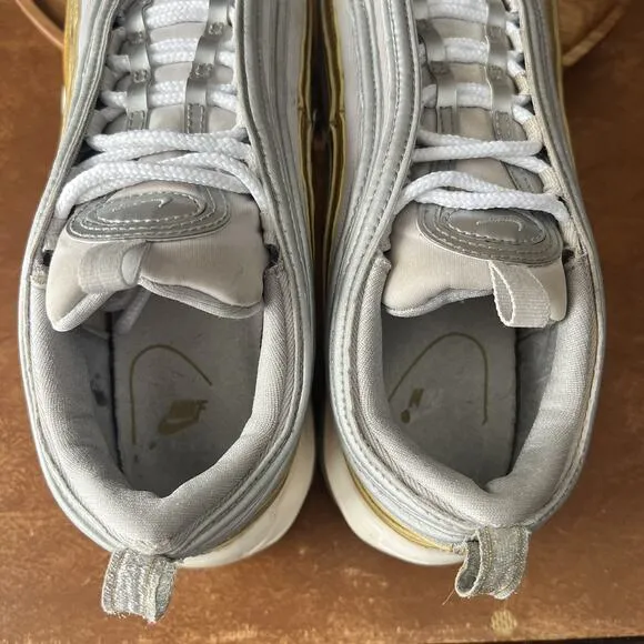 Nike Air Max 97 SE White Gold Retro Shoes Sneakers AQ4137-001 Women's 9