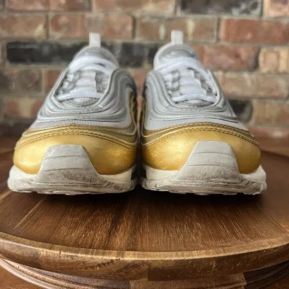 Nike Air Max 97 SE White Gold Retro Shoes Sneakers AQ4137-001 Women's 9