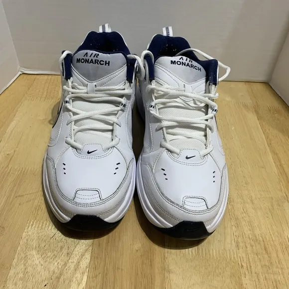 Nike Air Monarch 4 White Navy Retro Men Size 14 Casual Chunky Shoes 415445-102