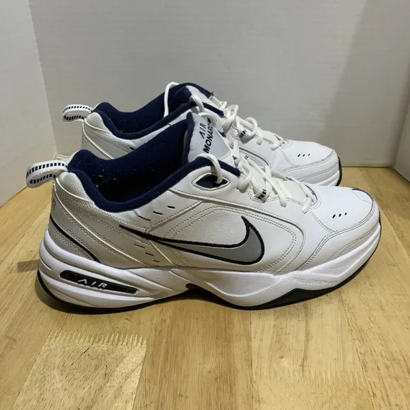 Nike Air Monarch 4 White Navy Retro Men Size 14 Casual Chunky Shoes 415445-102