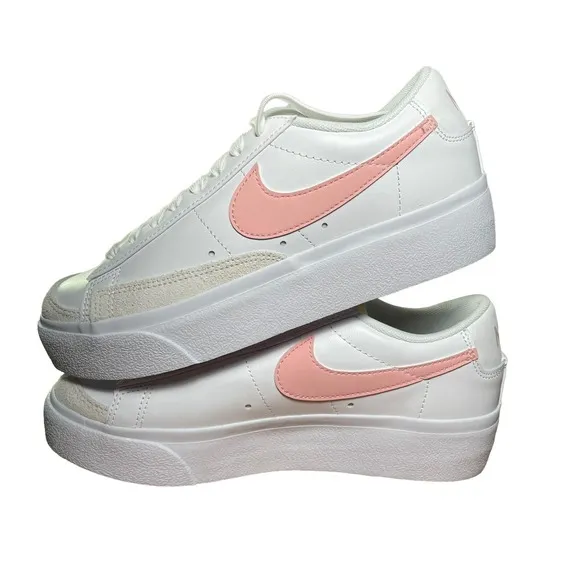 Nike Blazer Low Platform White Pink Glaze Casual Shoes DJ0292-103 Women Size 10