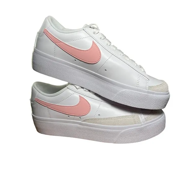 Nike Blazer Low Platform White Pink Glaze Casual Shoes DJ0292-103 Women Size 10