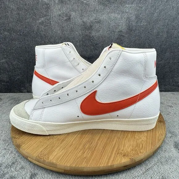 Nike Blazer Mid 77 Shoes Mens Size 11 White Orange Leather Street Sneakers