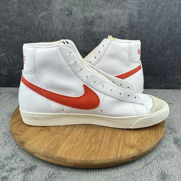 Nike Blazer Mid 77 Shoes Mens Size 11 White Orange Leather Street Sneakers