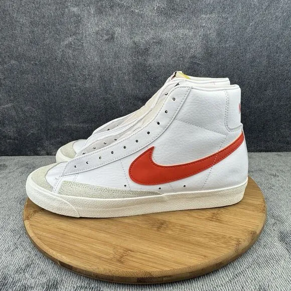 Nike Blazer Mid 77 Shoes Mens Size 11 White Orange Leather Street Sneakers