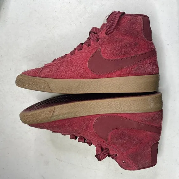 Nike Blazer Premium SB 375490-601 Youth Maroon Suede Lace Up Skateboard Shoes 1