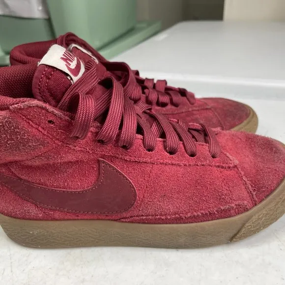 Nike Blazer Premium SB 375490-601 Youth Maroon Suede Lace Up Skateboard Shoes 1
