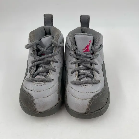 Nike Boys Air Jordan 12 Retro TD Cool Grey Lace-Up Sneakers Shoes - Size 8C