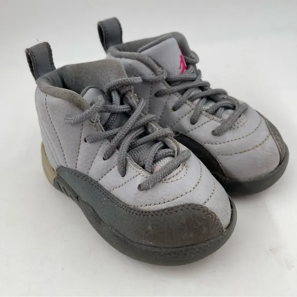 Nike Boys Air Jordan 12 Retro TD Cool Grey Lace-Up Sneakers Shoes - Size 8C