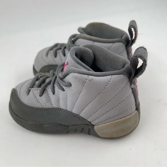 Nike Boys Air Jordan 12 Retro TD Cool Grey Lace-Up Sneakers Shoes - Size 8C