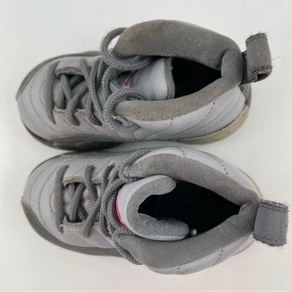 Nike Boys Air Jordan 12 Retro TD Cool Grey Lace-Up Sneakers Shoes - Size 8C