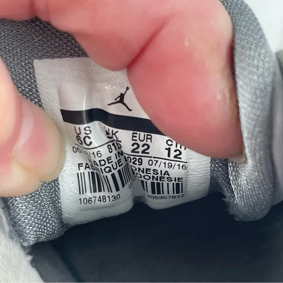 Nike Boys Air Jordan 12 Retro TD Cool Grey Lace-Up Sneakers Shoes - Size 8C