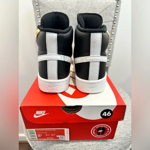 Nike Court Royale 2 Mid CQ9179-001 Men's Black/White Sneaker Shoes, Size: 8.5