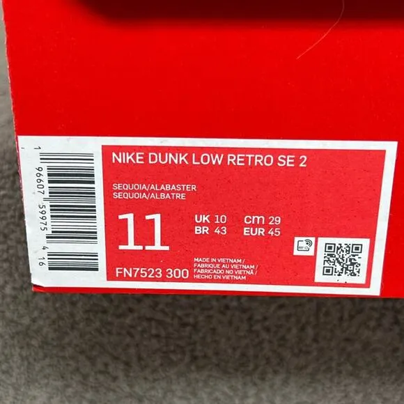 Nike Dunk Low Retro Rainbow Trout Shoes 'Sequoia' (FN7523-300) NEW IN BOX SZ 11