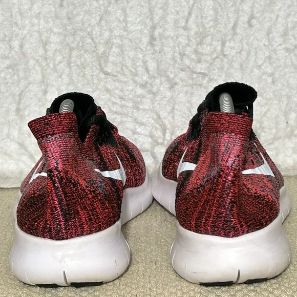 Nike Free RN Flyknit Womens Red Black Knit Running Sneakers Shoes Size US 8.5