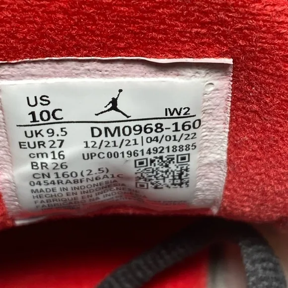 Nike Jordan 3 Retro  White/Fire Red /Black/Grey DM0968-160  (TD) Shoes  size 10c