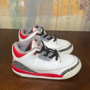 Nike Jordan 3 Retro  White/Fire Red /Black/Grey DM0968-160  (TD) Shoes  size 10c
