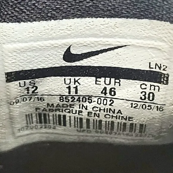 Nike LeBron 14 XIV‎ Black Ice Black White Shoes 852505-002 Retro Men's Size 12