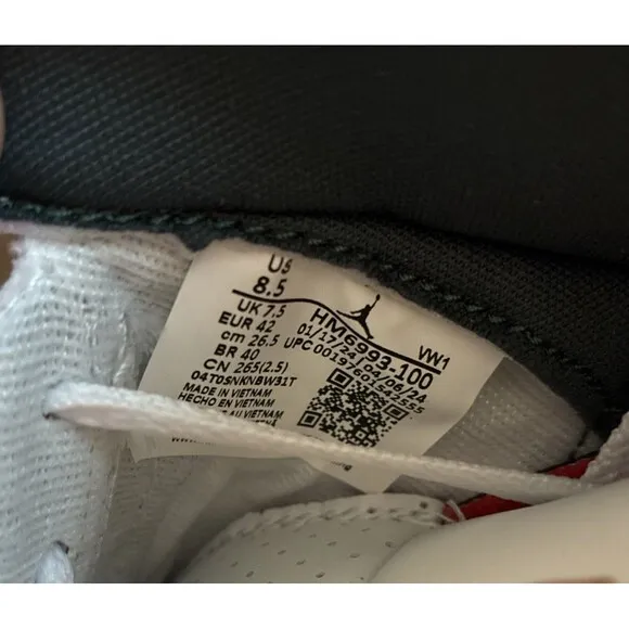 Nike Men 8.5 Air Jordan 3 Retro ‘Wings’ White Fire Red Green Shoes HM6993-100