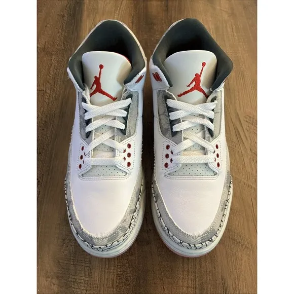 Nike Men 8.5 Air Jordan 3 Retro ‘Wings’ White Fire Red Green Shoes HM6993-100
