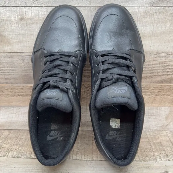 Nike SB Satire L Skateboard Sneakers Mens Size 10.5 10 1/2 Black Leather Shoes