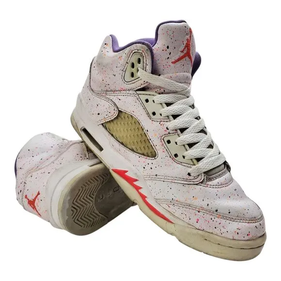 NIKE Shoes AIR JORDAN 5 RETRO GG Kids Size 5.5Y EASTER Paint Splatter CT1605-100