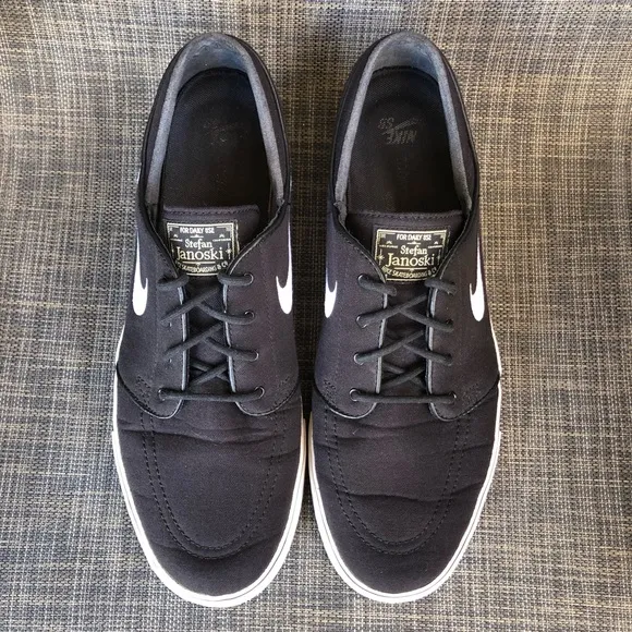 Nike Skateboard Zoom Stefan Janoski Sneakers Black Canvas Shoes Men's size 12