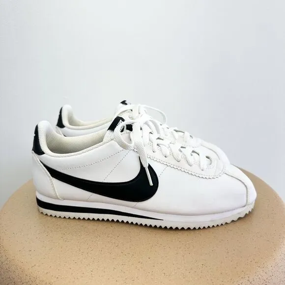 Nike Women’s Classic Cortez Panda Black and White Skinny Tennis Shoes