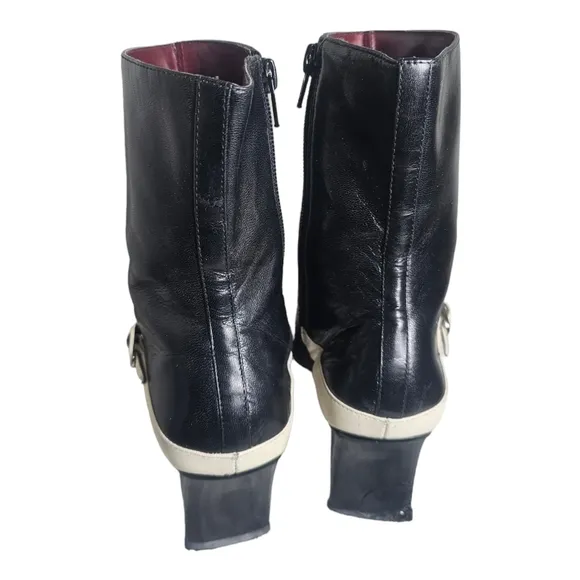 Nine West Damsel Mid Calf Black Leather  Boots 5.5M