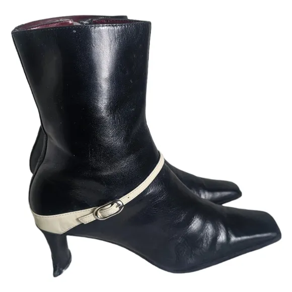 Nine West Damsel Mid Calf Black Leather  Boots 5.5M