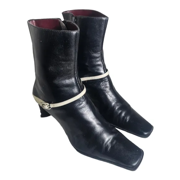 Nine West Damsel Mid Calf Black Leather  Boots 5.5M