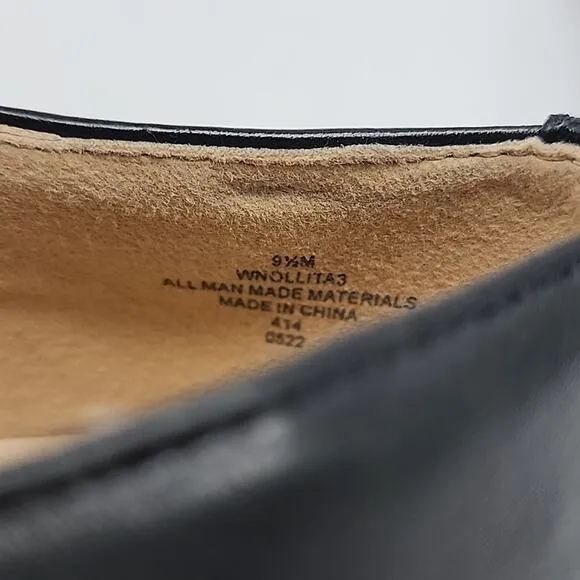NINE WEST ONXE CHAIN BLACK LOAFERS PREMIUM LEATHER GOLD HORSEBIT LADIES 9.5 NWOB