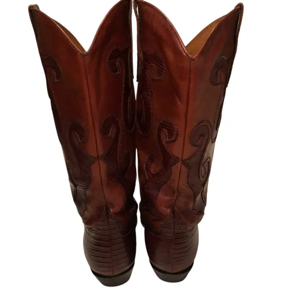 NINE WEST - Vintage Women's Brown Leather Western Cowboy‎ Boots - Size 6.5