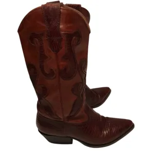 NINE WEST - Vintage Women's Brown Leather Western Cowboy‎ Boots - Size 6.5