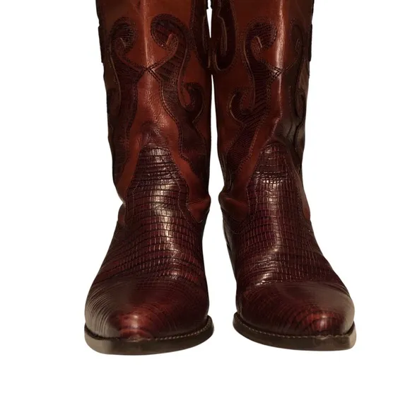 NINE WEST - Vintage Women's Brown Leather Western Cowboy‎ Boots - Size 6.5