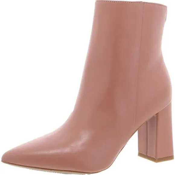 Nine West Womens Cacey 9X9 Beige Leather Pointed Toe Ankle Boots Shoes New