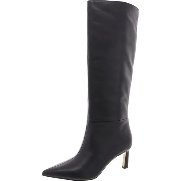 Nine West Womens Lorthey Black Leather Pointed Toe Knee-High Boots Shoes New
