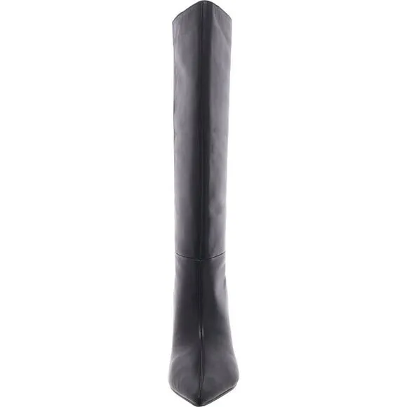 Nine West Womens Lorthey Black Leather Pointed Toe Knee-High Boots Shoes New