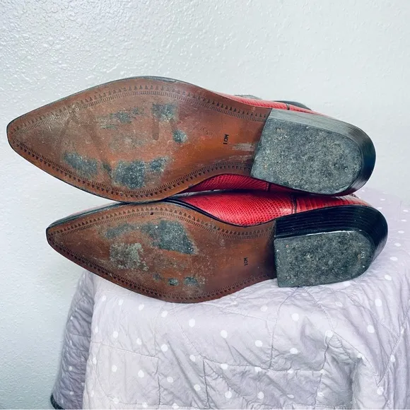 Nine West Y2K 2000s Vintage Red Black Leather Romnee Western Cowgirl Boots 10M