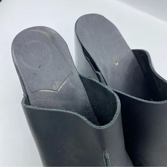 No. 6 Platform Front Seam Slide Sandals wooden mules in black 90’s whimsigoth 41