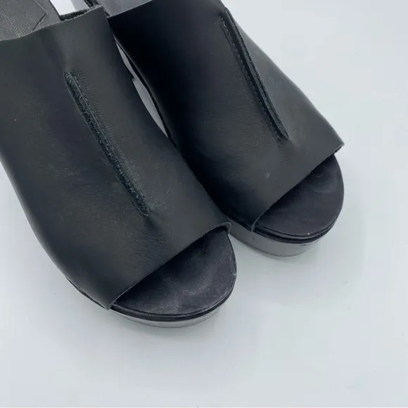 No. 6 Platform Front Seam Slide Sandals wooden mules in black 90’s whimsigoth 41